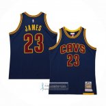 Camiseta Cleveland Cavaliers LeBron James NO 23 Mitchell & Ness 2015-16 Azul