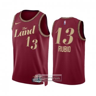 Camiseta Cleveland Cavaliers Ricky Rubio NO 13 Ciudad 2023-24 Rojo