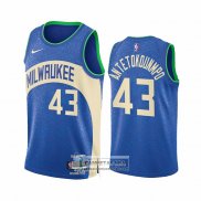 Camiseta Milwaukee Bucks Thanasis Antetokounmpo NO 43 Ciudad 2023-24 Azul