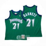 Camiseta Nino Minnesota Timberwolves Kevin Garnett NO 21 Hardwood Classics Throwback 1997-98 Verde