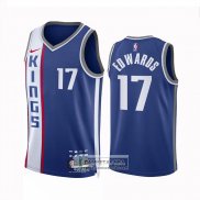 Camiseta Sacramento Kings Kessler Edwards NO 17 Ciudad 2023-24 Azul