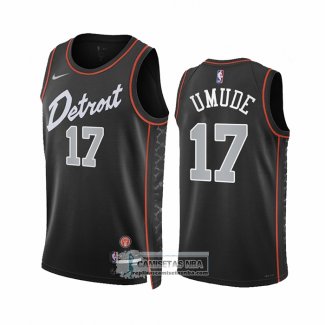 Camiseta Detroit Pistons Stanley Umude NO 17 Ciudad 2023-24 Negro