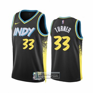 Camiseta Indiana Pacers Myles Turner NO 33 Ciudad 2023-24 Negro