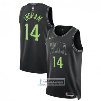 Camiseta New Orleans Pelicans Brandon Ingram NO 14 Ciudad 2023-24 Negro