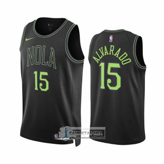 Camiseta New Orleans Pelicans Jose Alvarado NO 15 Ciudad 2023-24 Negro