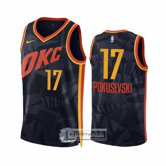 Camiseta Oklahoma City Thunder Aleksej Pokusevski NO 17 Ciudad 2023-24 Negro