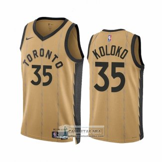 Camiseta Toronto Raptors Christian Koloko NO 35 Ciudad 2023-24 Oro