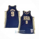 Camiseta USA 1992 Michael Jordan NO 9 Azul Oro