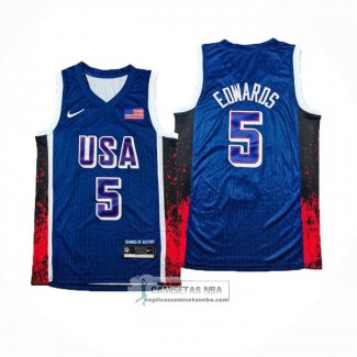 Camiseta USA 2024 Anthony Edwards NO 5 Azul1