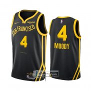 Camiseta Golden State Warriors Moses Moody NO 4 Ciudad 2023-24 Negro