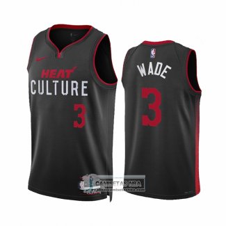 Camiseta Miami Heat Dwyane Wade NO 3 Ciudad 2023-24 Negro