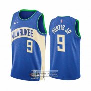 Camiseta Milwaukee Bucks Bobby Portis NO 9 Ciudad 2023-24 Azul