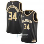 Camiseta Milwaukee Bucks Giannis Antetokounmpo NO 34 Select Series Oro Negro