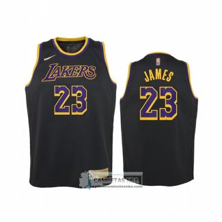 Camiseta Nino Los Angeles Lakers LeBron James NO 23 Earned 2021-22 Negro