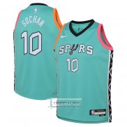 Camiseta Nino San Antonio Spurs Jeremy Sochan NO 10 Ciudad 2022-23 Verde