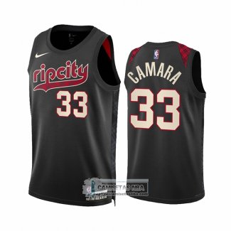 Camiseta Portland Trail Blazers Toumani Camara NO 33 Ciudad 2023-24 Negro