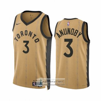 Camiseta Toronto Raptors OG Anunoby NO 3 Ciudad 2023-24 Oro