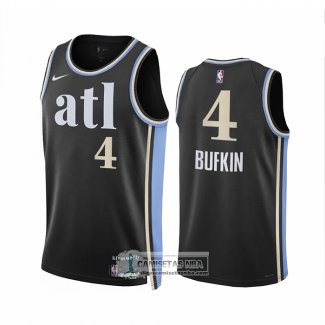 Camiseta Atlanta Hawks Kobe Bufkin NO 4 Ciudad 2023-24 Negro