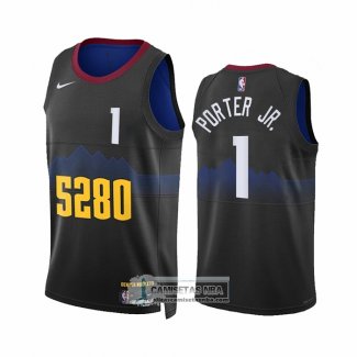 Camiseta Denver Nuggets Michael Porter JR. NO 1 Ciudad 2023-24 Negro