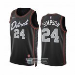 Camiseta Detroit Pistons Zavier Simpson NO 24 Ciudad 2023-24 Negro