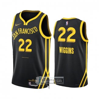 Camiseta Golden State Warriors Andrew Wiggins NO 22 Ciudad 2023-24 Negro