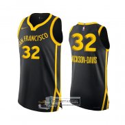 Camiseta Golden State Warriors Trayce Jackson-Davis NO 32 Ciudad Autentico 2023-24 Negro