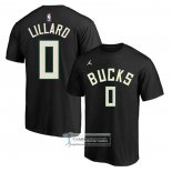 Camiseta Manga Corta Milwaukee Bucks Damian Lillard Statement Negro