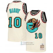 Camiseta Memphis Grizzlies Mike Bibby NO 10 Mitchell & Ness Chainstitch Crema