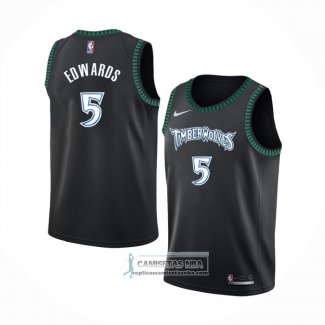 Camiseta Minnesota Timberwolves Anthony Edwards NO 5 Classic Negro