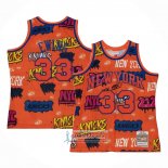 Camiseta New York Knicks Patrick Ewing NO 33 Slap Sticker Mitchell & Ness 1991-92 Naranja