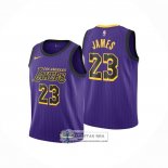 Camiseta Nino Los Angeles Lakers LeBron James NO 23 Ciudad 2019-20 Violeta