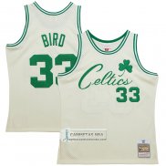 Camiseta Boston Celtics Larry Bird NO 33 Mitchell & Ness Chainstitch Crema