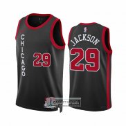 Camiseta Chicago Bulls Quenton Jackson NO 29 Ciudad 2023-24 Negro