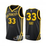 Camiseta Golden State Warriors Rudy Gay NO 33 Ciudad 2023-24 Negro