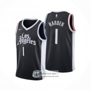 Camiseta Los Angeles Clippers James Harden NO 1 Ciudad 2020-21 Negro