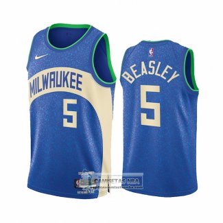 Camiseta Milwaukee Bucks Malik Beasley NO 5 Ciudad 2023-24 Azul