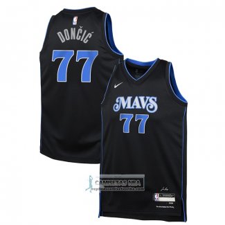 Camiseta Nino Dallas Mavericks Luka Doncic NO 77 Ciudad 2023-24 Azul