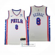 Camiseta Philadelphia 76ers Paul George NO 8 Association 2024-25 Blanco