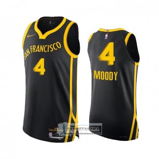 Camiseta Golden State Warriors Moses Moody NO 4 Ciudad Autentico 2023-24 Negro