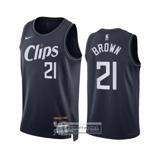 Camiseta Los Angeles Clippers Kobe Brown NO 21 Ciudad 2023-24 Azul