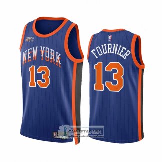 Camiseta New York Knicks Evan Fournier NO 13 Ciudad 2023-24 Azul