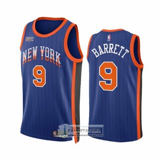 Camiseta New York Knicks RJ Barrett NO 9 Ciudad 2023-24 Azul