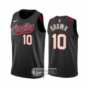 Camiseta Portland Trail Blazers Moses Brown NO 10 Ciudad 2023-24 Negro