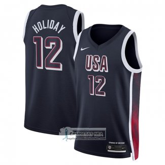 Camiseta USA 2024 Justin Holiday NO 12 Azul