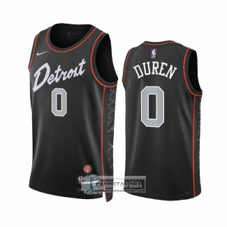 Camiseta Detroit Pistons Jalen Duren NO 0 Ciudad 2023-24 Negro