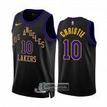 Camiseta Los Angeles Lakers Max Christie NO 10 Ciudad 2023-24 Negro