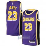 Camiseta Nino Los Angeles Lakers LeBron James NO 23 Statement Violeta