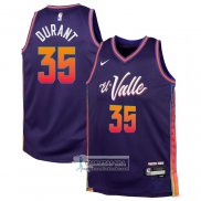 Camiseta Nino Phoenix Suns Kevin Durant NO 35 Ciudad 2023-24 Violeta