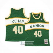 Camiseta Nino Seattle SuperSonics Shawn Kemp NO 40 Historic Retro Verde