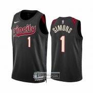 Camiseta Portland Trail Blazers Anfernee Simons NO 1 Ciudad 2023-24 Negro